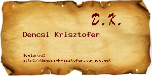 Dencsi Krisztofer névjegykártya